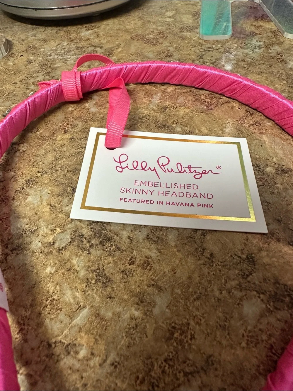 Lilly Pulitzer Pink Jeweled Satin Headband